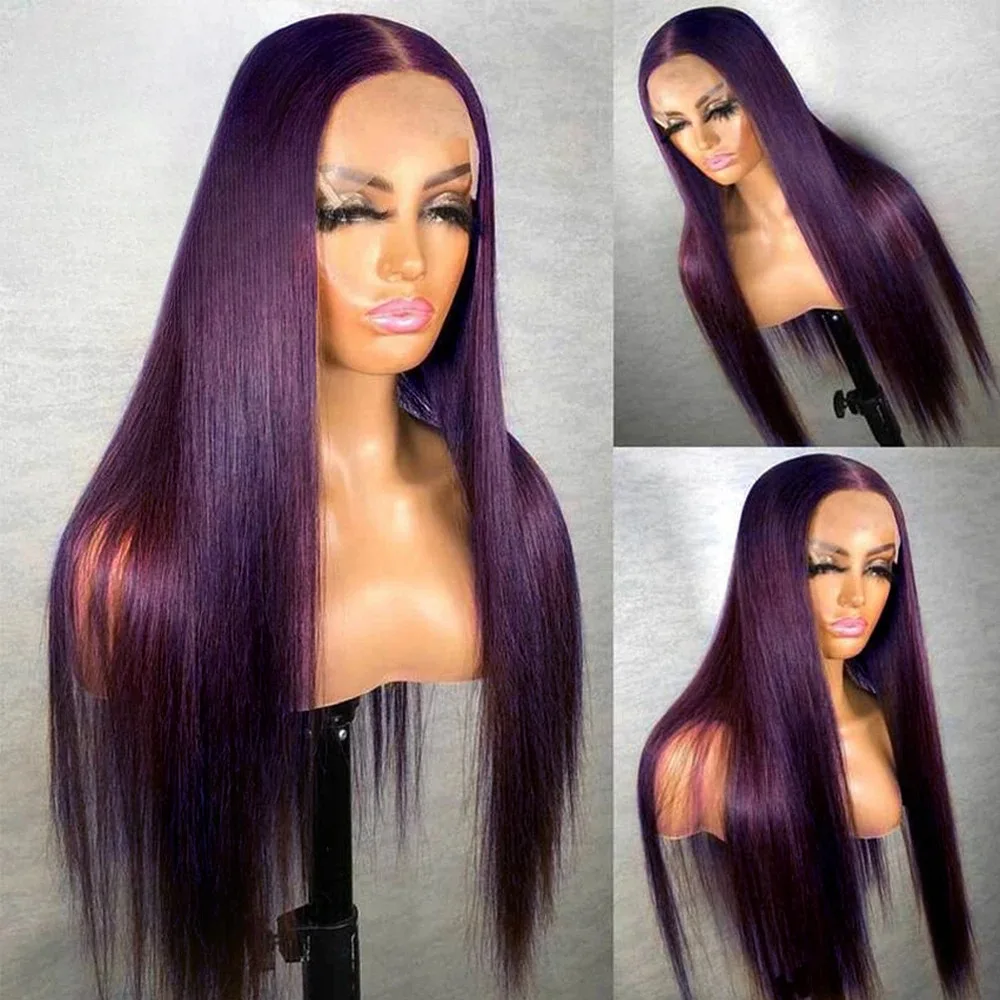 الأرجواني الداكن شعر مستعار العظام مستقيم الدانتيل شعر مستعار أمامي الشعر الاصطناعية الدانتيل شعر مستعار أمامي شعري طبيعي غلويليس الباروكات للنساء تأثيري