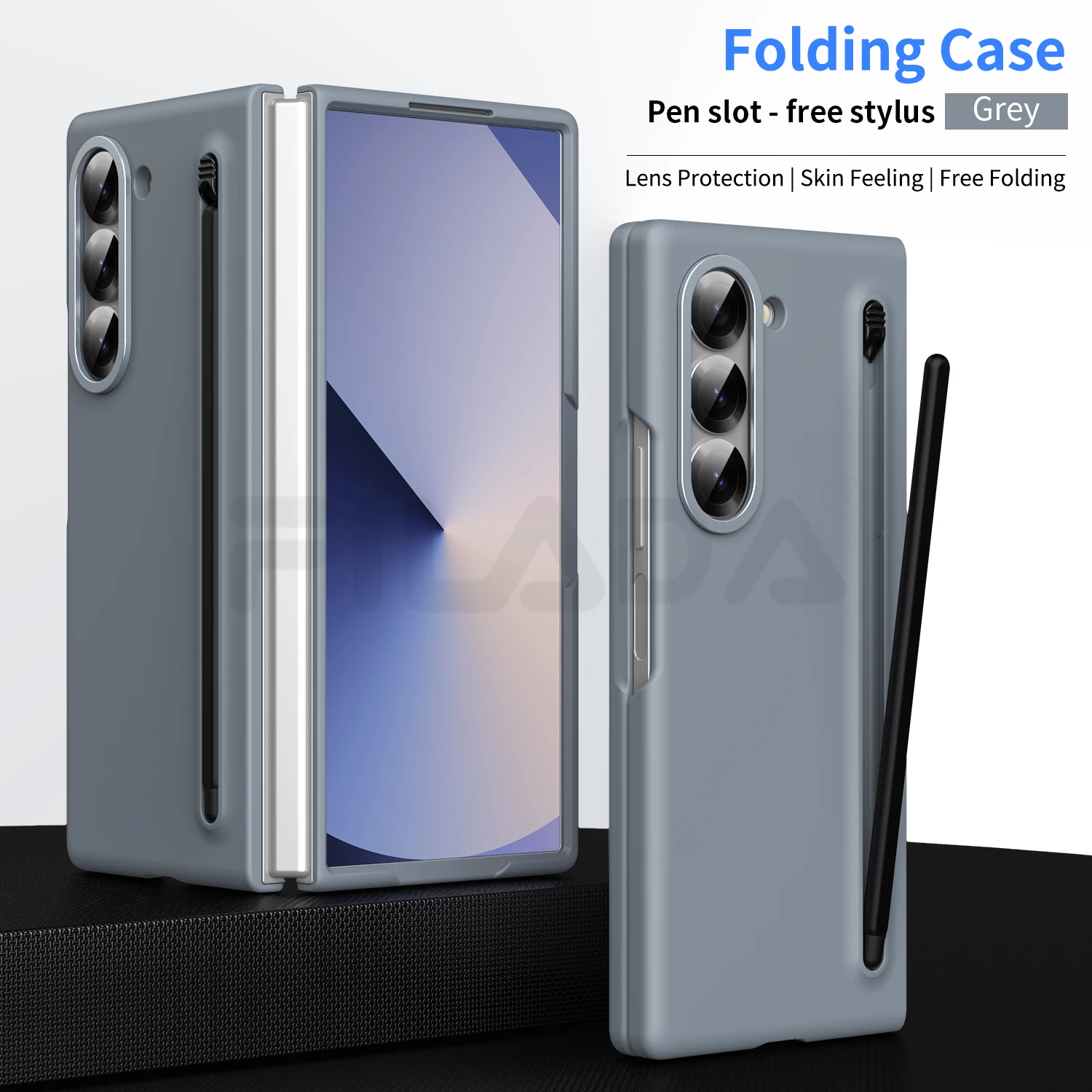 

For Samsung Galaxy Z Fold 6 5 4 3 5G Case Color Skin-Friendly Matte Elastic Pen Optional With Tempered Film Shockproof Hard Case