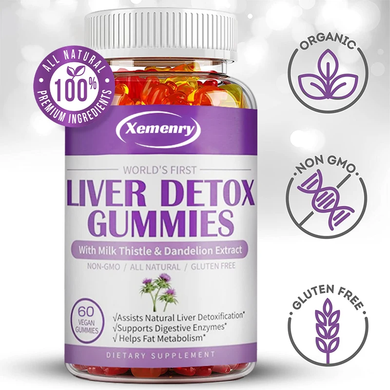 Liver Detox Gummies - with Milk Thistle, Dandelion - Help Cleanse, Detoxify and Purify The Liver, Improves Digestion