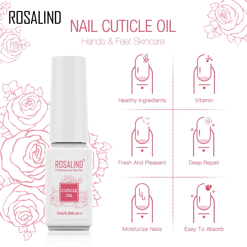 ROSALIND 영양 오일 큐티클 영양 오일, 보습 로즈 향 매니큐어, 네일 아트, 영양 치료 케어 도구, 7ML