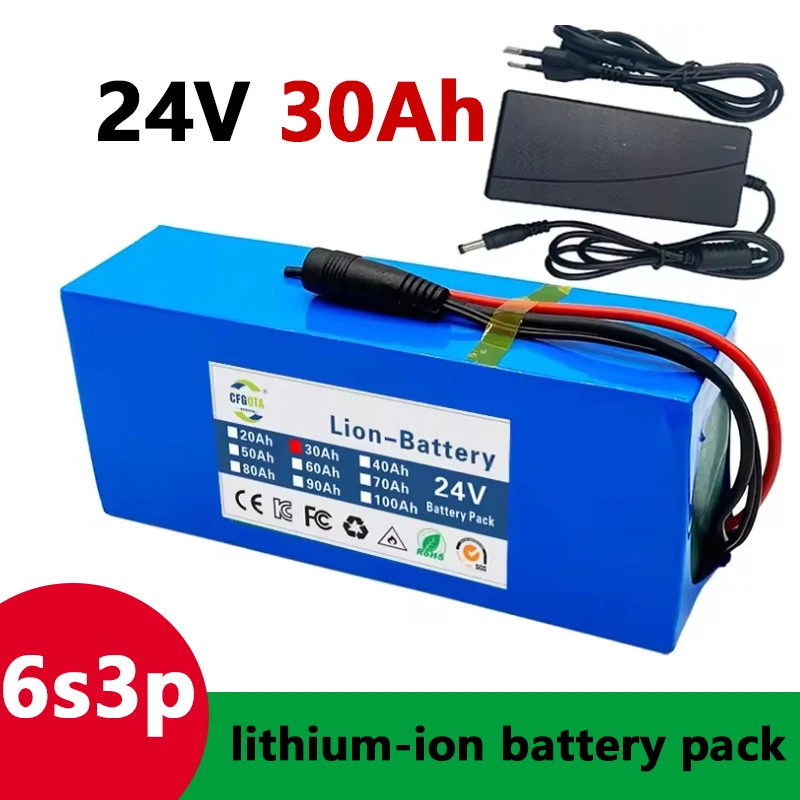 24V 20Ah-50Ah 6s3p 18650 Lithium-Batterie 24V 50000mAh Lithium-Ionen-Akku + Ladegerät