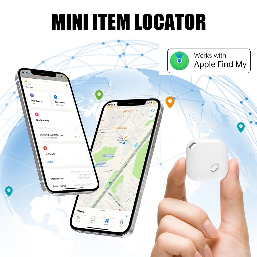 Global Mini GPS Tracker Locator Works with iOS Find My APP Smart Tag Anti-lost Device Wallet Finder irtag for Car Key Pet Dog