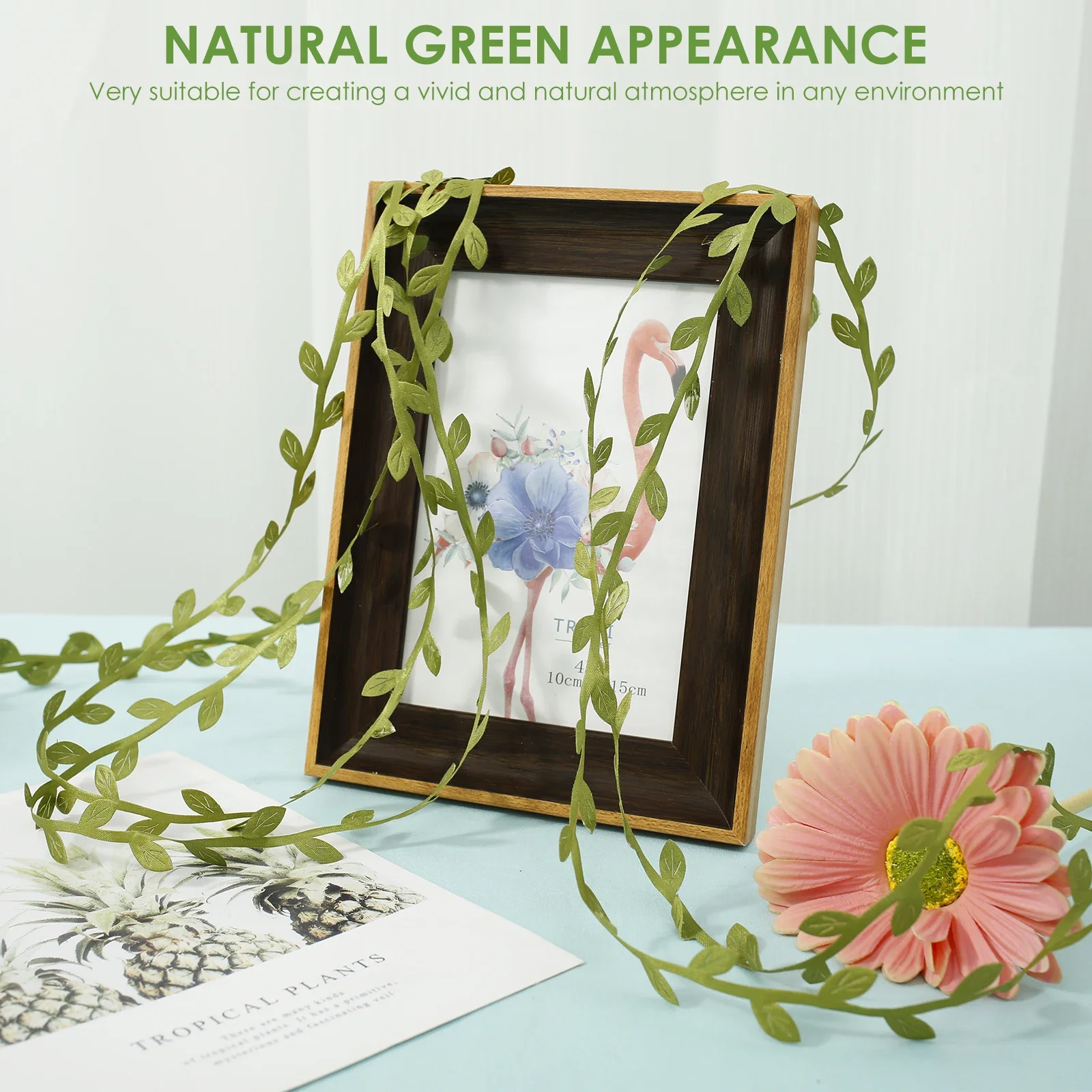 Nastro per foglie artificiali Squisito versatile Stringa di vite verde Piuttosto finte piante sospese Foglia Riutilizzabile Foglia verde