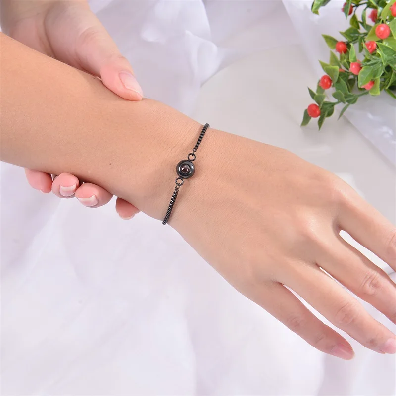 Personalisiertes Foto-Armband mit Bild im Inneren, 100 Sprachen 'Ich Liebe Dich' Projektions-Armband aus Edelstahl – Detail 15