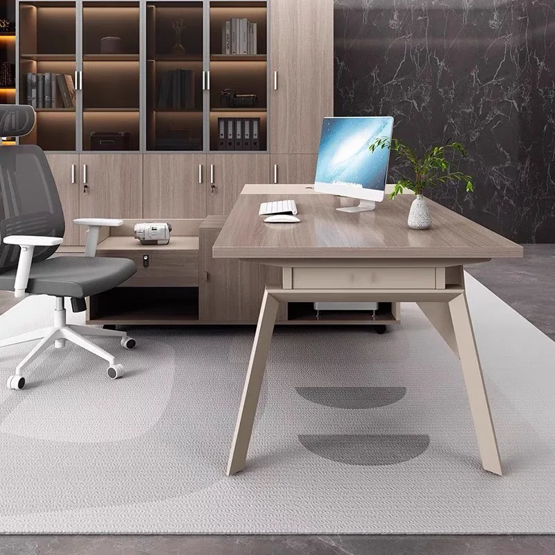 

~* Modern Quality Executive Durable Wooden Rectangular Minimalist MDF Storage Shelves Drawer Standing Furniture Office Table