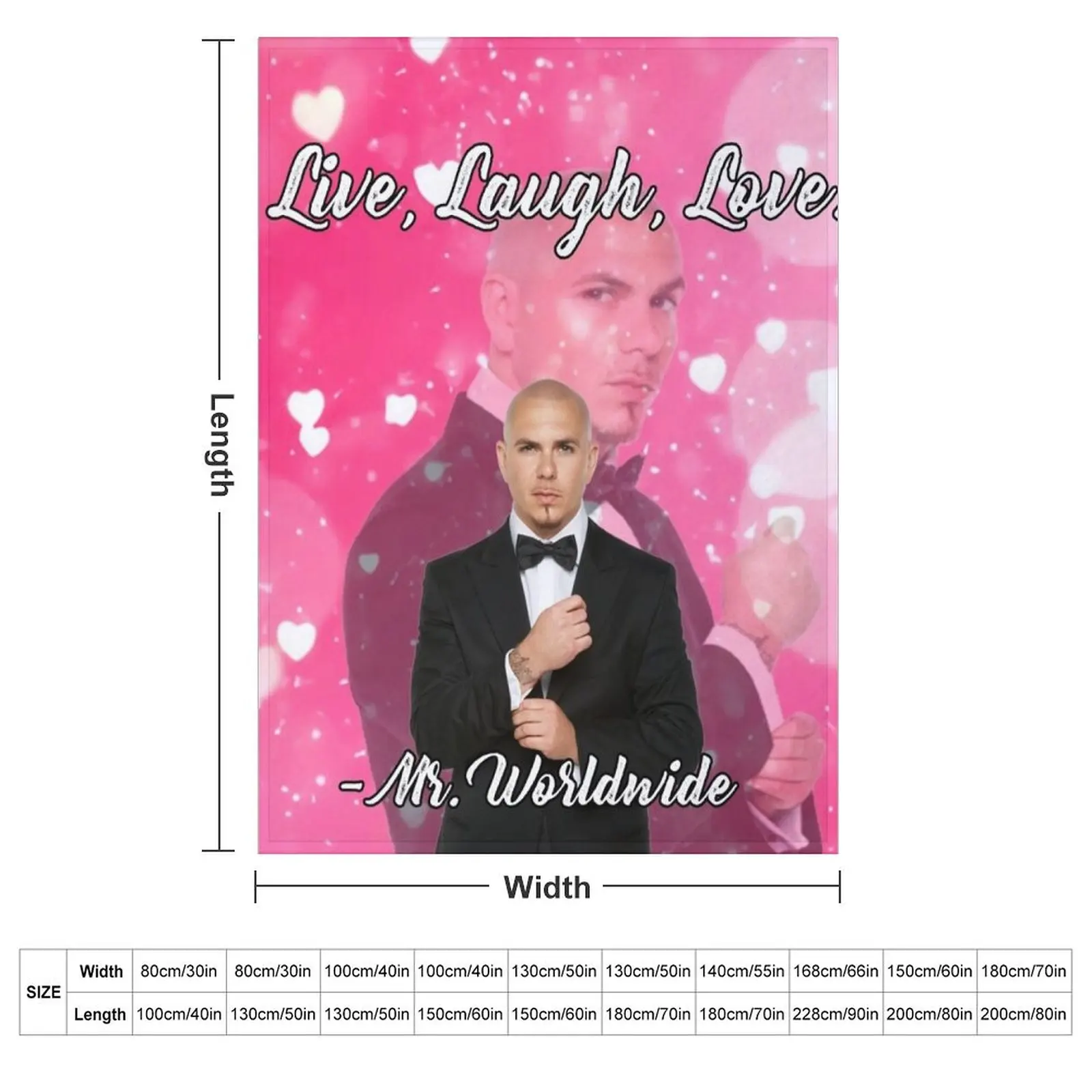 Mr Worldwide Says to Live Laugh Love Pink Smile Tapestry Throw Blanket couch cozy soft plush fuzzy picnic outdoor blanket