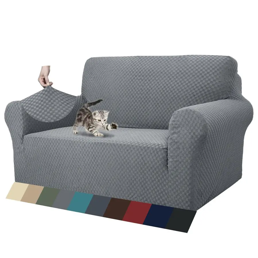 

1 Piece Jacquard Couch Covers for 2 Cushion Couch High Stretch Loveseat Slipcover for Pets Dogs Anti Slip Love Seat Sofa Slipcov