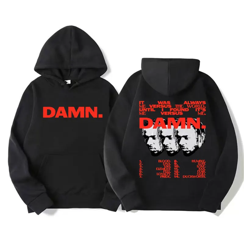 

Kendrick Lamar Damn Print Hoodies Rap Hip Hop Vintage 90s Men Sweatshirts Male Harajuku Casual Loose Oversized Hoodie Streetwear