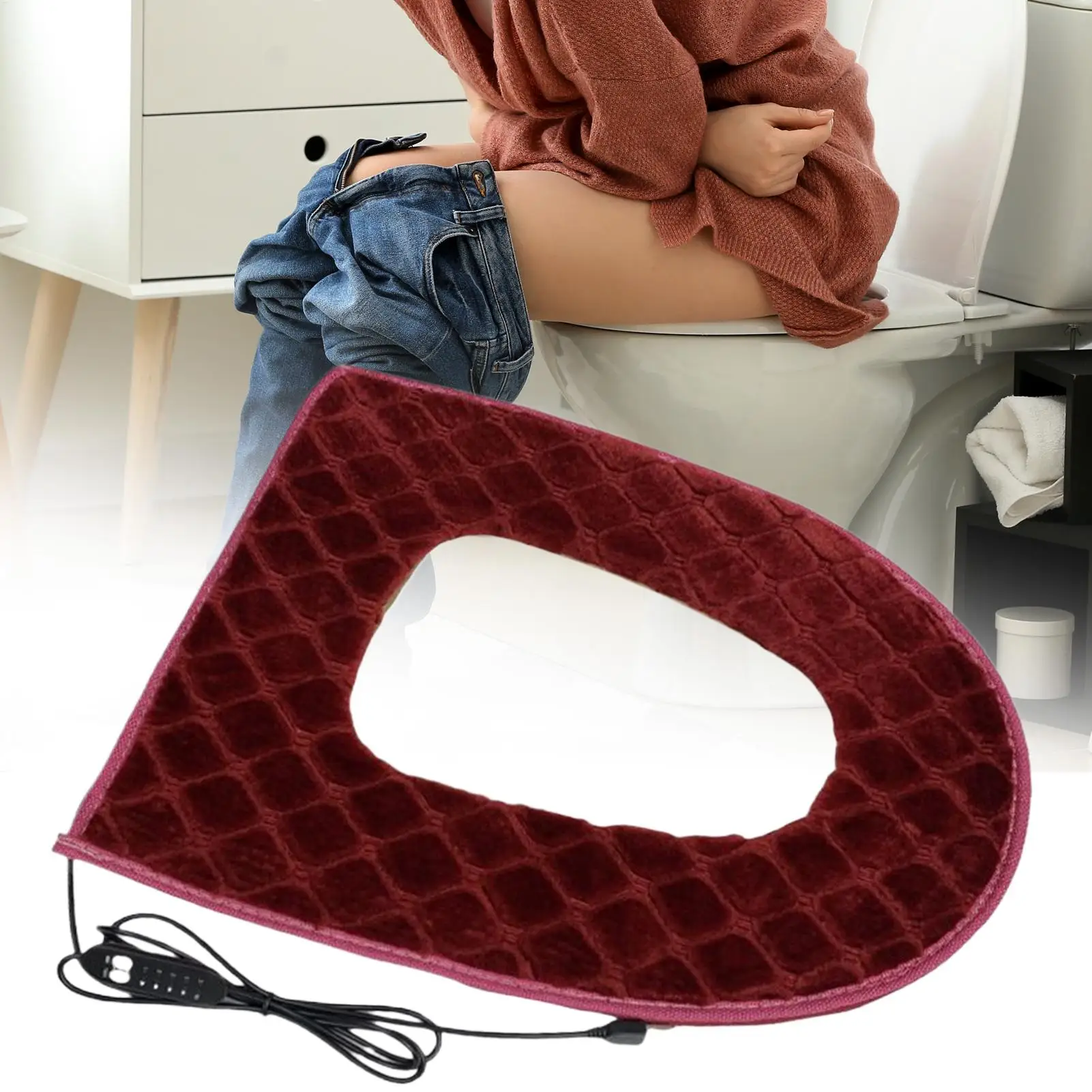 USB Toilet Seat Heater Toilet Seat Cushion Cover 5-Level Adjustable Heated Toilet Seat Cover Pad with Timer Plug In Design