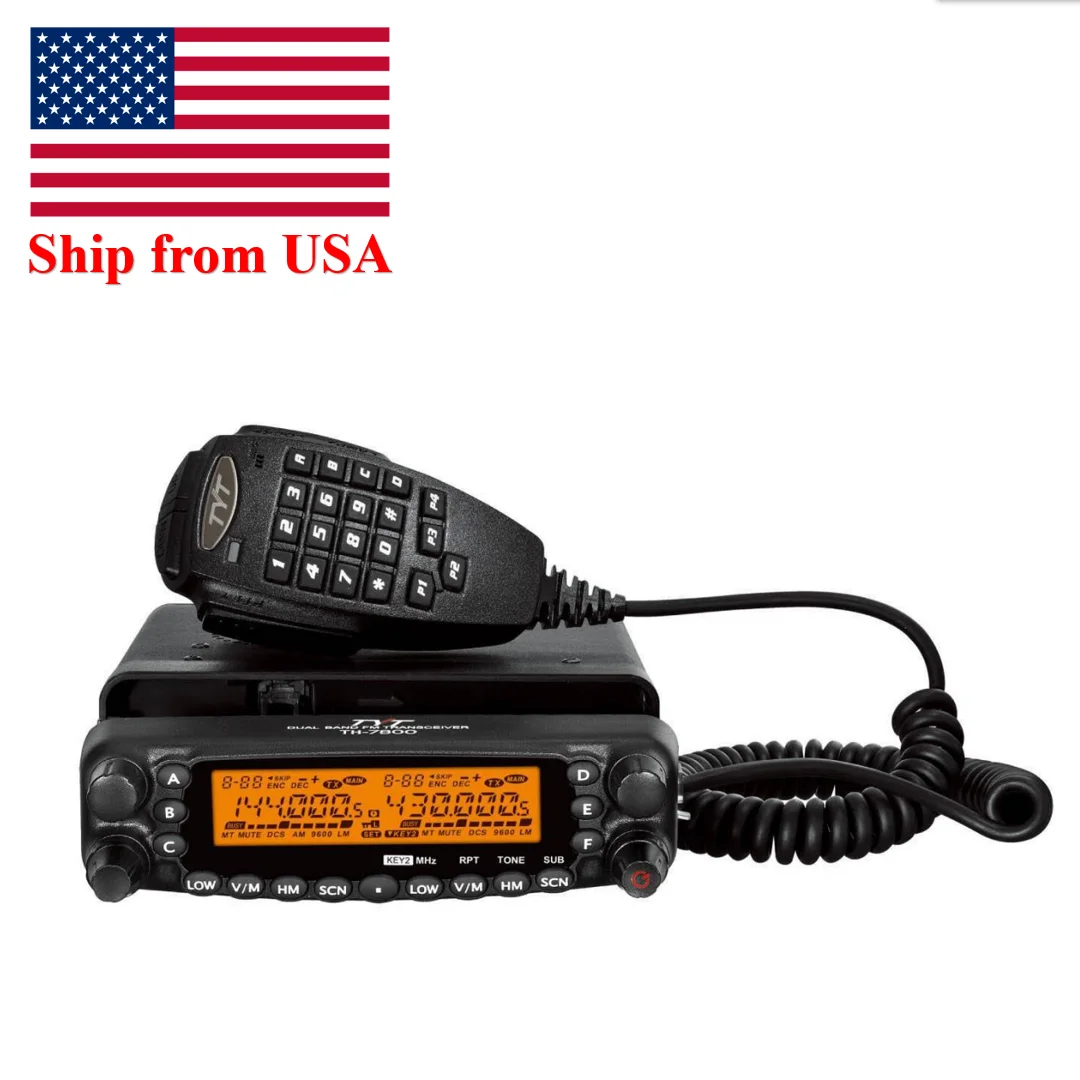 TYT TH-7800 50W VHF/40W UHF Dual Display Repeater Car Ham Radio Dual Band Mobile Transceiver Free Cable