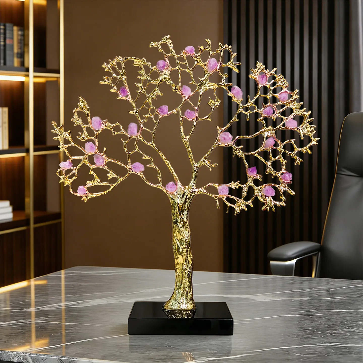 LLMM Purple Gas Donglai Coral Tree Fortune Tree Ornament Living Room Light Luxury High-end TV Cabinet Ornament
