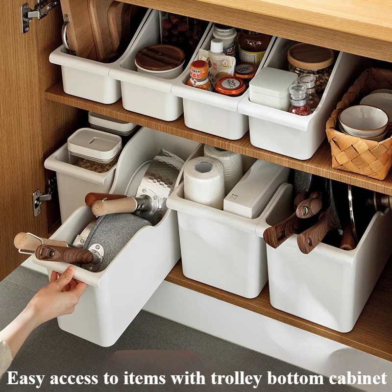 

Kitchen Pot Lid Rack Storage Rack Plastic Pot Storage Rack Pull Out Cabinet Storage Box Widened