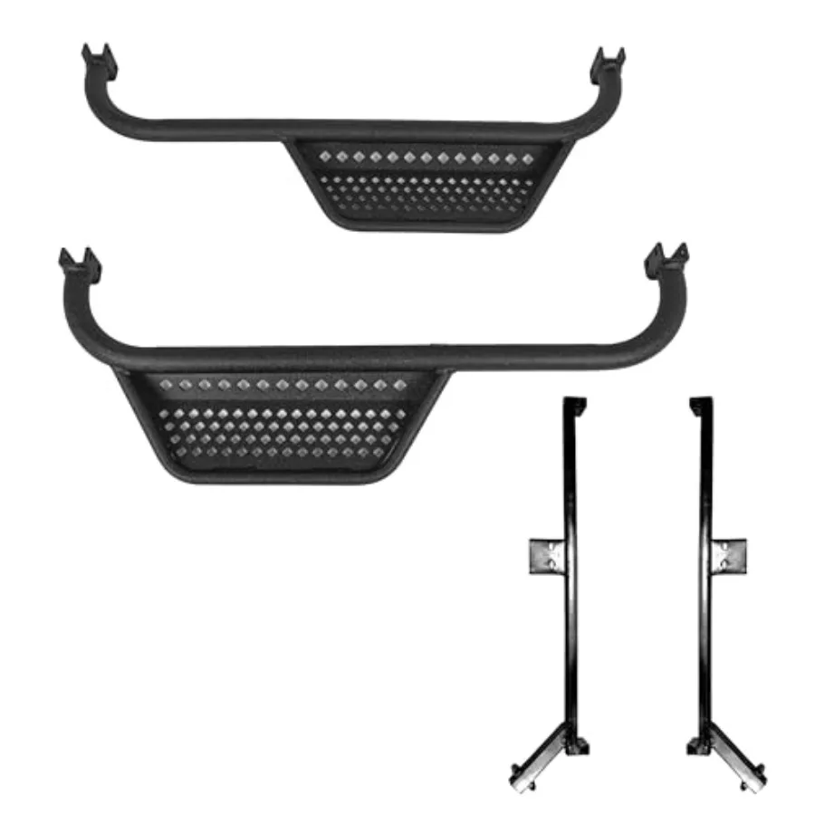 

Golf cart side step nerf bar armor coat in black powder-coated steel for Club Car Precedent, Tempo, Onward durable drop-down de