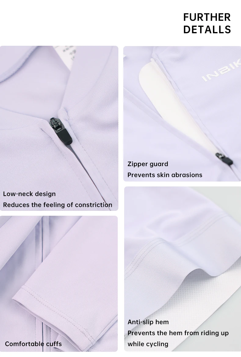 INBIKE Damen-Radtrikot, atmungsaktiv, schnelle Wärmeableitung, Sommer-Fahrrad-Langarmkleidung, Sport-T-Shirt mit 3 Taschen auf der Rückseite – Detail 8