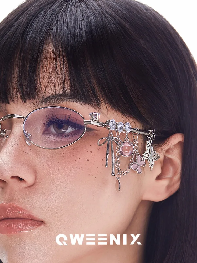 Gepersonaliseerde zoete coole pittige meisjesbril Sakura Fashion Star Diamond elliptische bril met klein frame voor damesbrillen