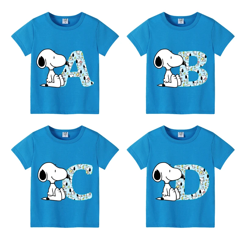 

Snoopy Children's Short Sleeve Cute Cartoon Anime Pattern Colorful Top Loose Soft Comfortable T-shirt Children's Birthday Gift