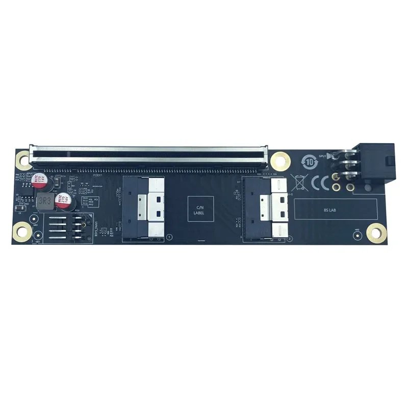 

NEW 2 Port SlimSAS 8i x2 to PCIe5.0 x16 Slot Adapter Card SFF8654 Riser Card GEN5 for Network Graphics Video Card GPU 6Pin Power