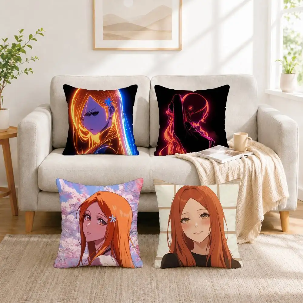 

A-Anime BLEACH Orihime Inoue Pillow Case Square Double-Sided Sofa Cushion Cover Bedroom Bedside Pillow Gift