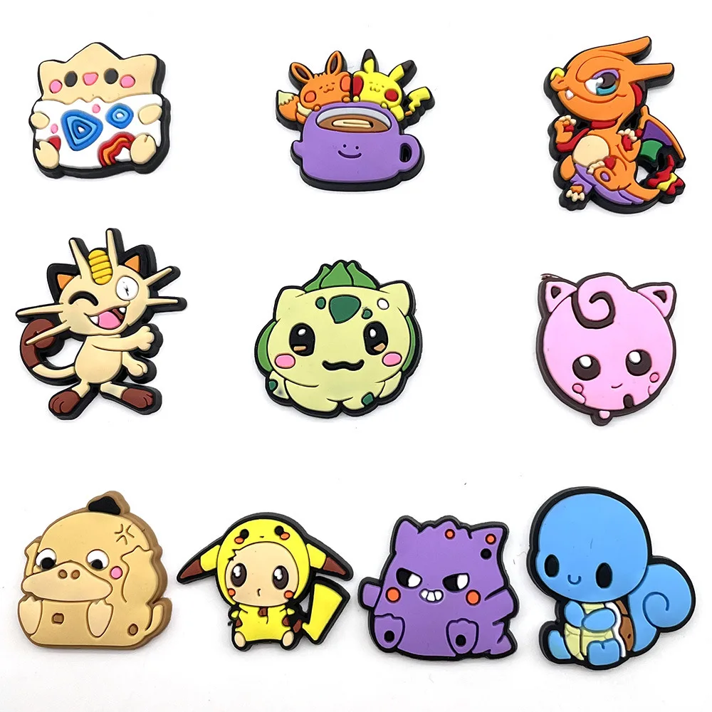

MINISO Cartoon Cute Pokémon Serie Clogs DIY Shoe Flower Decorative Buckles Detachable Soft Rubber Shoe Decorations Shoe clips