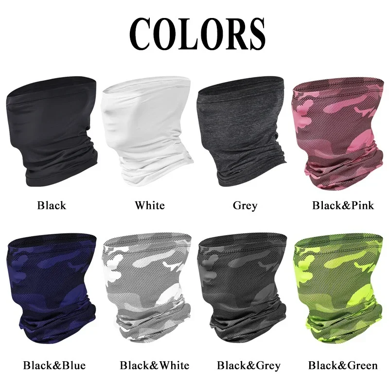 Camouflage Bandana UV400 Ice Silk Half Face Mask Cycling MotorcycleFishing Magic Scarf Outdoor Sports Face Cover Headband