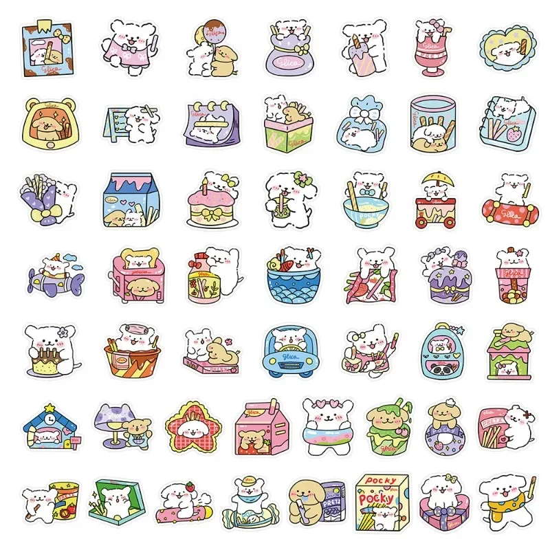 50PCS Glico Line Puppy Cute Cartoon Children's Toys Cell Phone Case Laptop Luggage Water Cup Guitar Stickers Wholesale