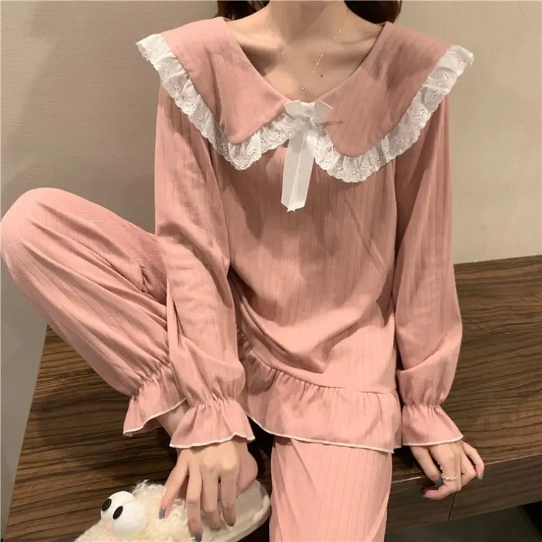 2022 Spring New Pajamas Women Fashion Comfortable Casual Long-sleeved Princess Style Loose Home Wear Boutique Fashion Clothing