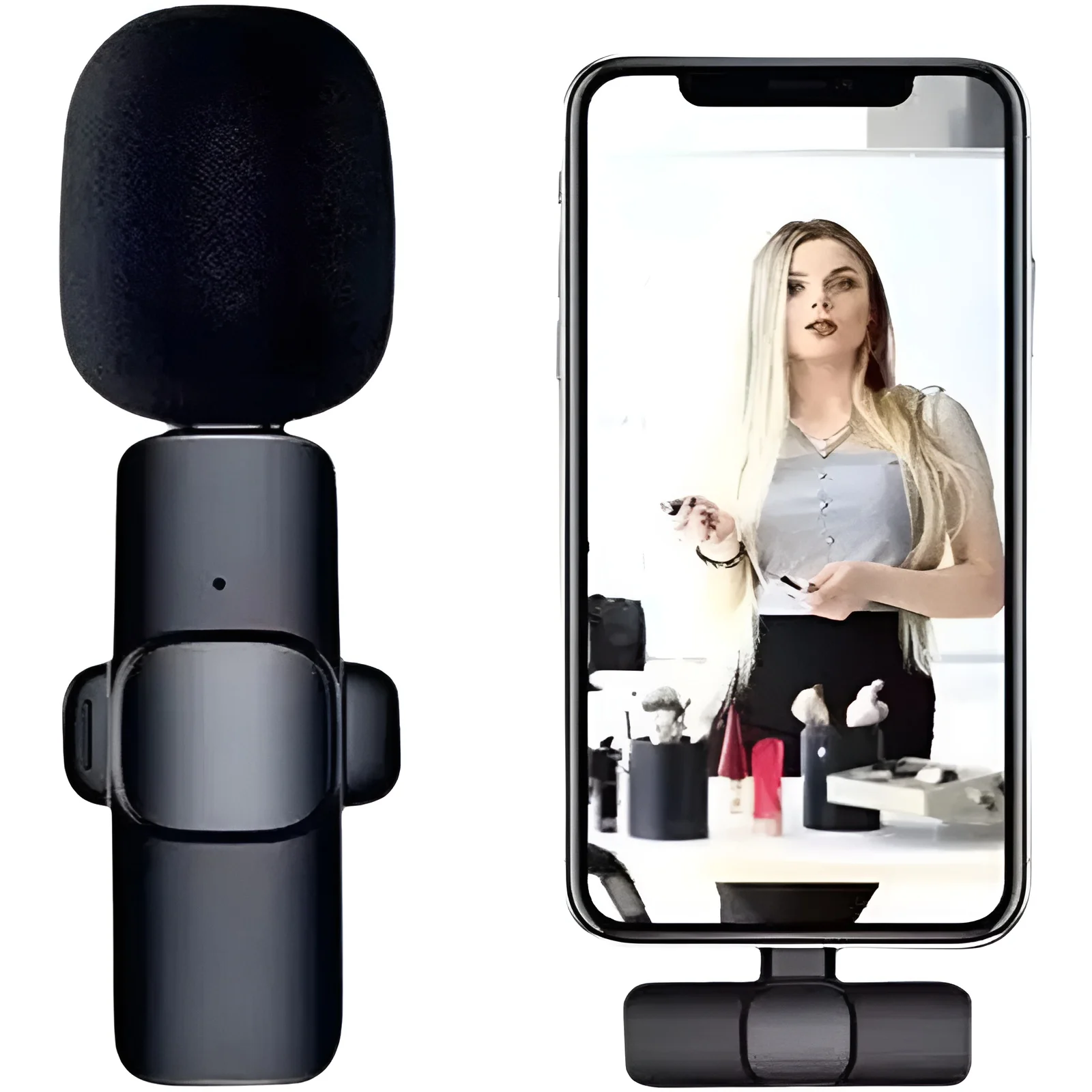 Microfone de lapela sem fio para iPhone, Android, laptop, gravação de áudio e vídeo, mini microfone para jogos ao vivo, microfone para celular