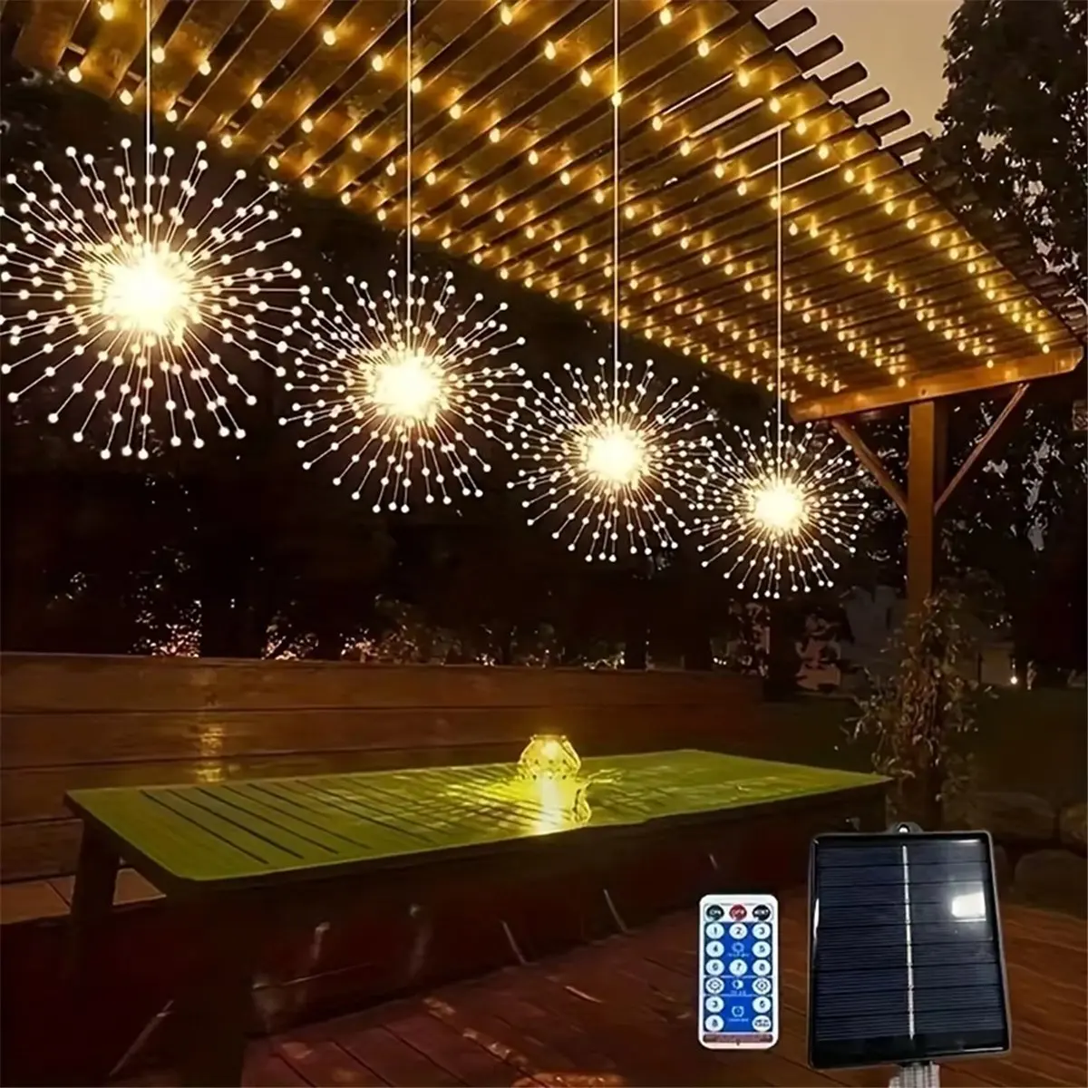 5x96 LEDS Hanging Solar Firework Light 8 Modes Remote Control Solar Firework Lamp Christmas Decor Fairy Lights Garden