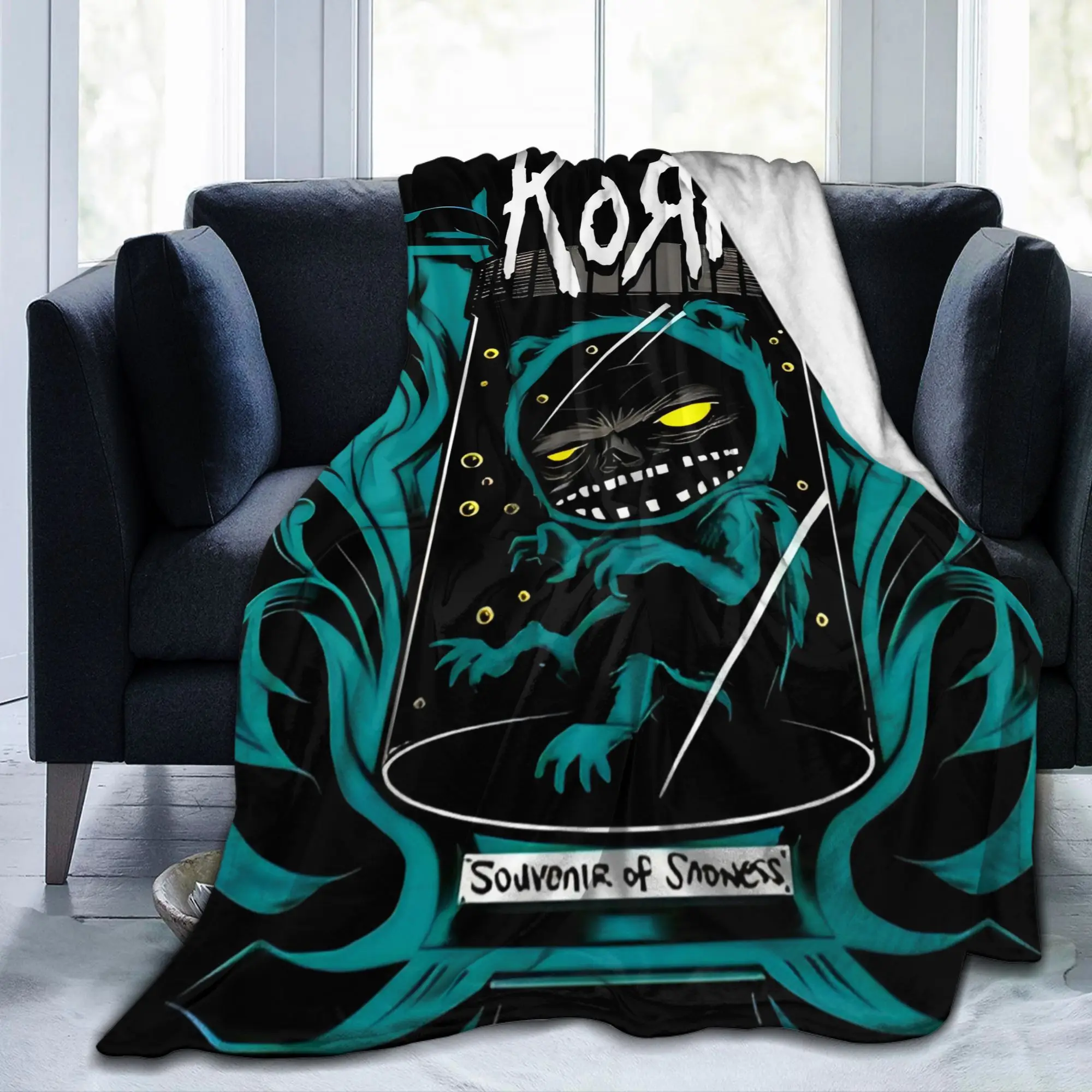 Korns Souvenir Blanket Fleece Textile Decor Rock Metal Band Tour Multi-function Soft Throw Blankets for Sofa Couch Bedspreads