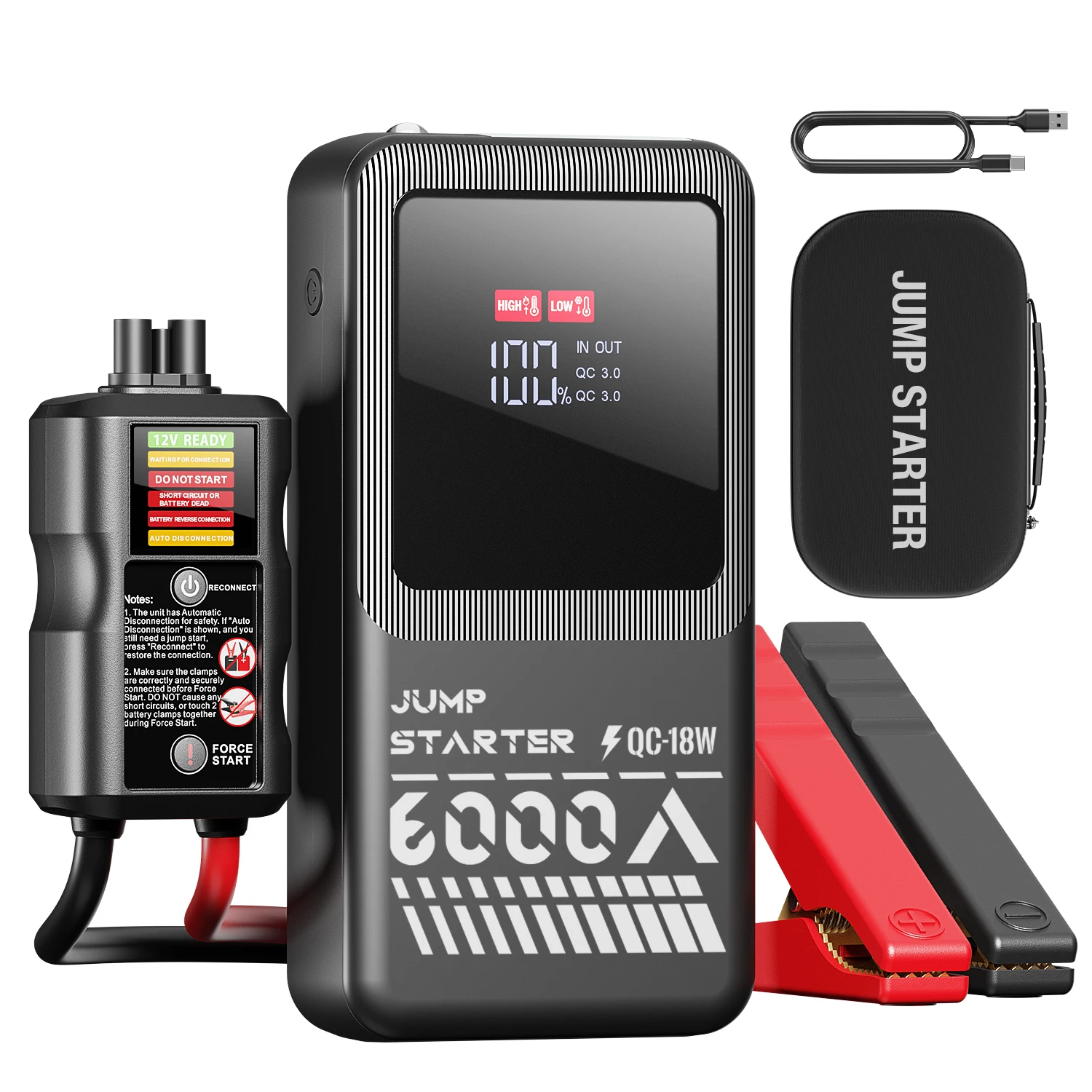 AdoreTrip 6000A Auto Starthilfe mit LED-Licht 22000 mAh Tragbare Power Bank 12 V Booster Auto Start Gerät Notstart