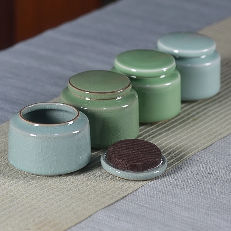 Celadon Candy Jar with Lid Portable Mini Tea Jar Airtight Container Home Nut Coffee Bean Jewelry Storage Box Home Decoration New