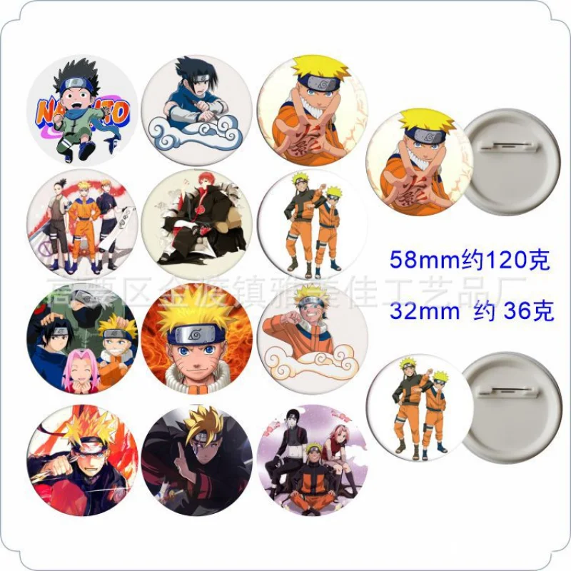 Uzumaki Naruto Silicone Bracelet Uchiha Sasuke Brooch Key Ring Student SchoolBag Key Chain Accessories Kids Birthday Party Gift