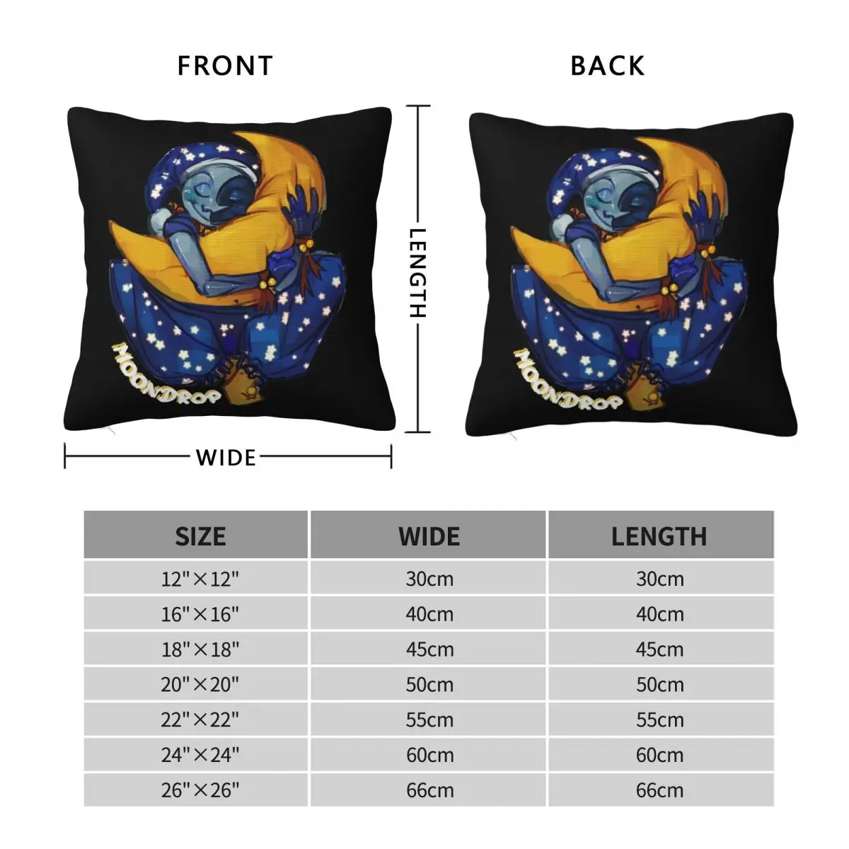 Moondrop Fnaf Square Pillowcase Polyester Linen Velvet Printed Zip Decor Car Cushion Cover