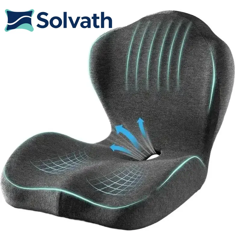 Solvath Ergonomic Memory Foam Seat Cushion Lumbar Support Pad, Comfort Sitting Cushion for Office Chair Car Seat