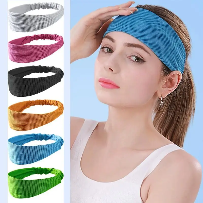 Hot Cooling Sports Headbands Cool Sweat Absorbent Breathable Quick Dry Non Slip Sweatband for Running Gym Fitness Basketball