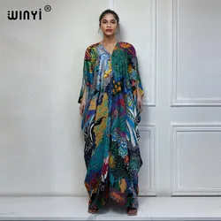 WINYI summer kaftan kuwait Women Boho print Beach abaya dubai luxury Maxi Dress abaya muslim woman dubai Fashion evening dress