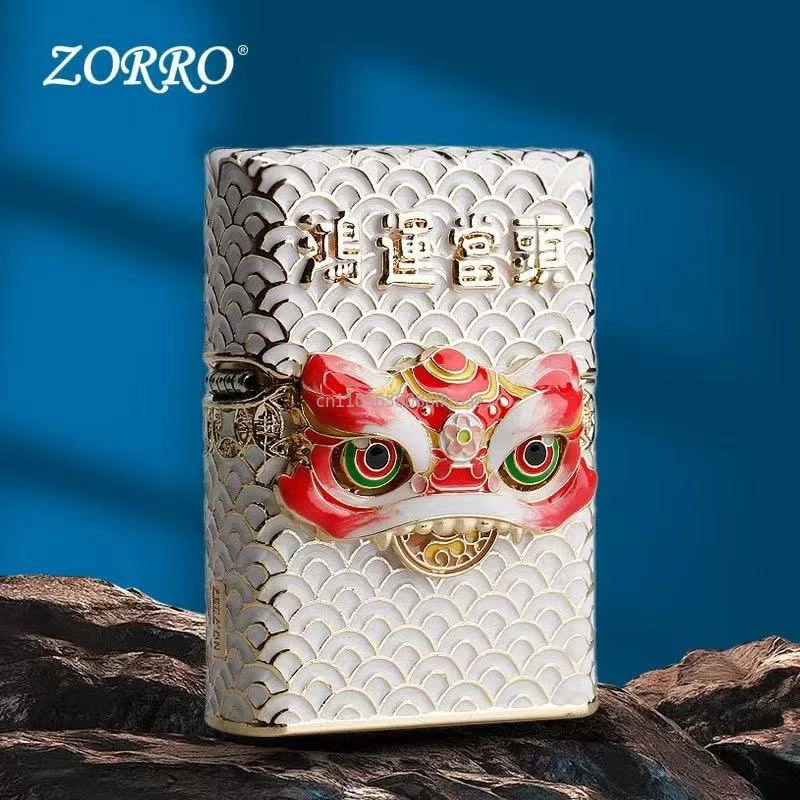 Zorro Creative Painted Enamel Metal Kerosenes Lighter Armor Windproof Retro Grinding Wheel Ignition Men's High-end Gift