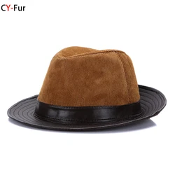 2024 Hot Sale Men Fashion Brand 100% Real Genuine Sheepskin Leather Cowboy Hot Sale Plus Size Hats Sale Real Sheep Leather Caps