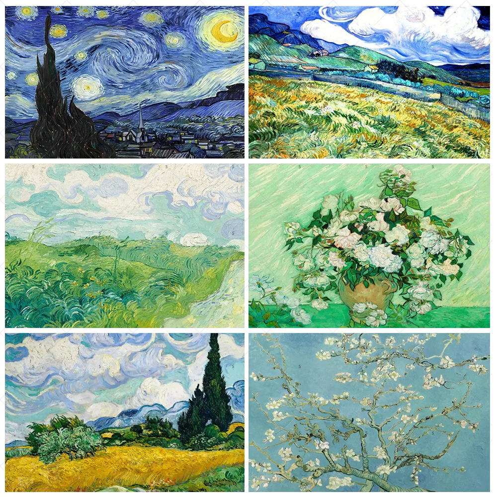 

Famous Van Gogh Oil Painting Reproduction Background Party Decoration Supplies Artwork Banner Backdrop Decor Photo Shoot Props