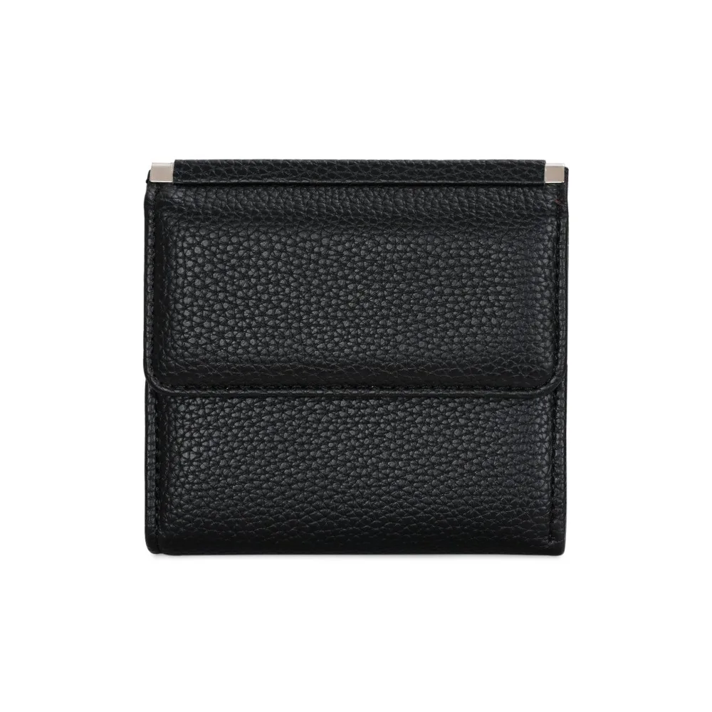 Кожаный материал, короткий кошелек, большой емкости, однотонный двойной кошелек, магнитная застежка, несколько слотов для карт, женский кошелек для монет