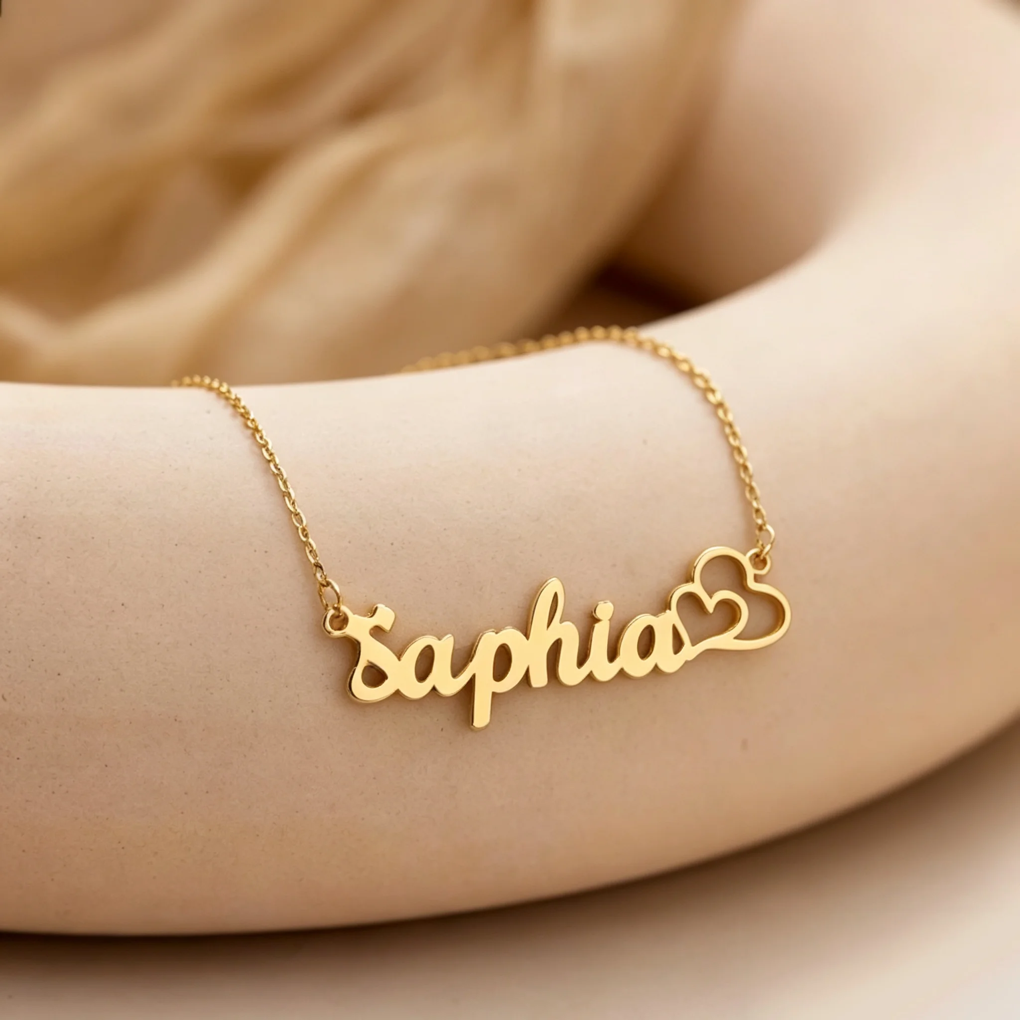 Custom Handwritten Name Necklace For Women Gold Plated Double Heart Charm Personalized Signature Pendant Necklaces Gift Jewelry