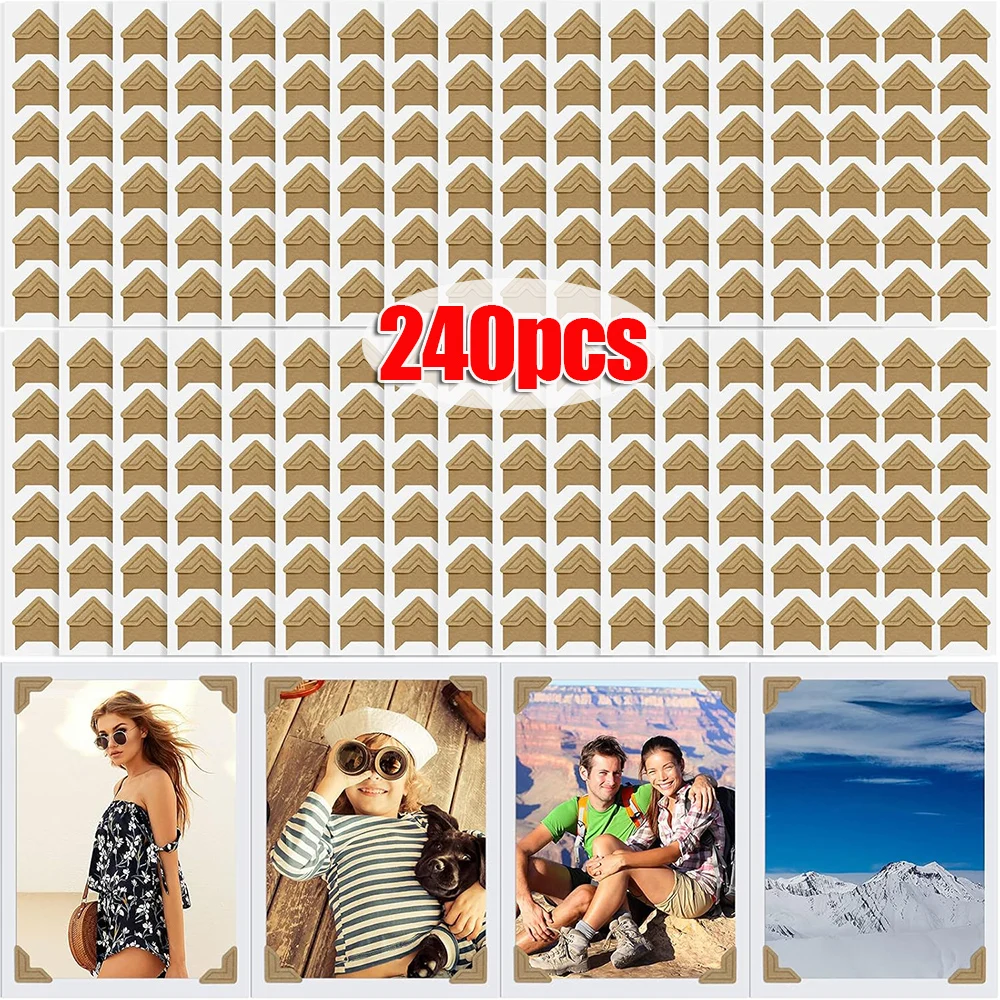 24-240PCS DIY Vintage Hoek Fotoalbums Stickers Zelfklevend Kraftpapier Album Frame Sticker Scrapbooking Decoratie Supply