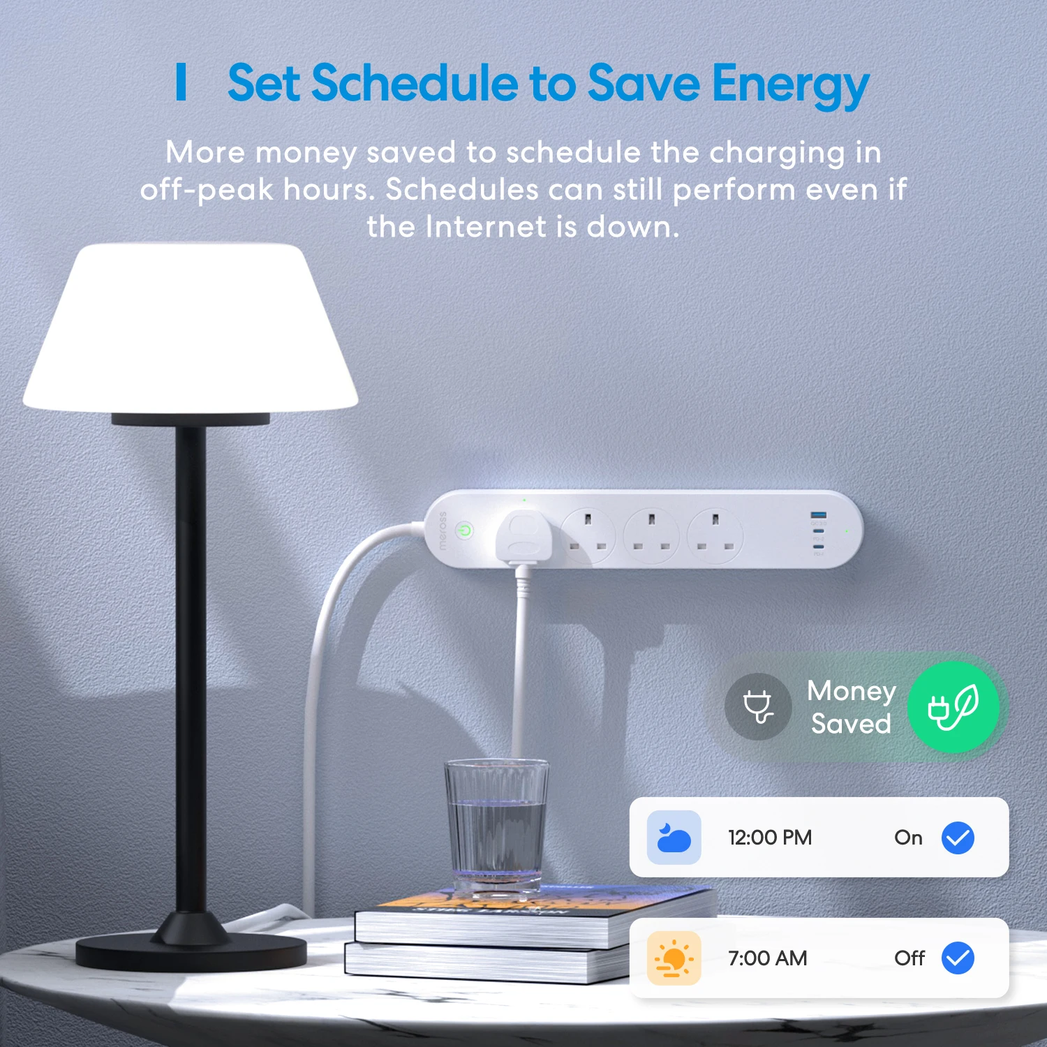 Imagem -06 - Meross Homekit Inteligente Tira de Energia de Carregamento Rápido com Soquetes e Usb-a c Porto 65w Versão do Reino Unido Apoio Alexa Google Assistente