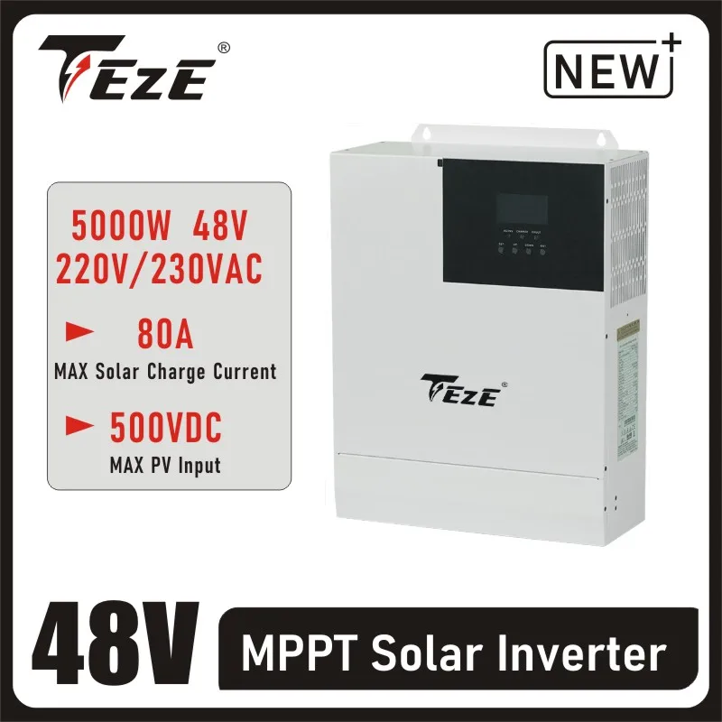 

5KW 48V 220V 10KW Hybrid Solar Inverter Pure Sine Wave MPPT 80A Solar Charge Controller 50Hz/60Hz Off Grid Inverter With Wifi