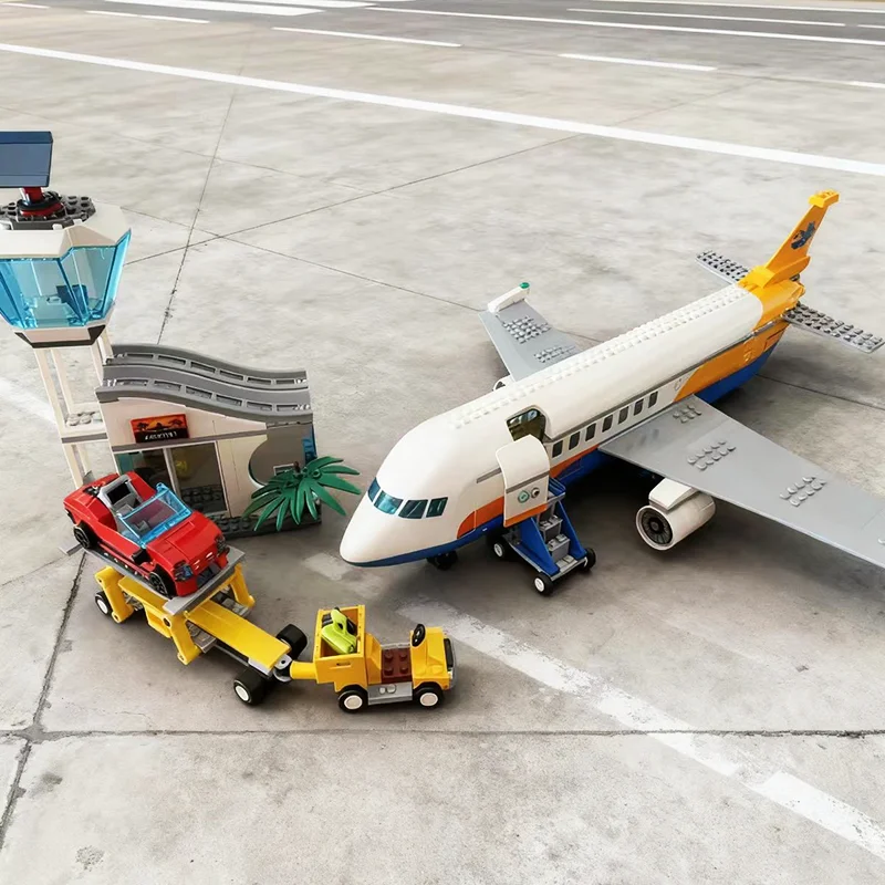 

Third Party Compatible Set City Series Building Blocks Passenger Airplane Aircraft Station Plane Children's Toys Assembling Gift