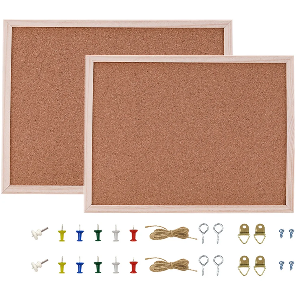 2 مجموعة لوحة الفلين الناعمة مجموعة أنيقة إطار خشبي الحائط لوحة الإعلانات للمنزل مكتب ديكور رسالة عرض مذكرة #3