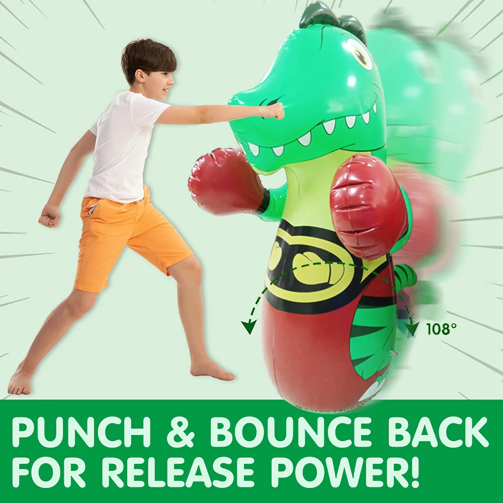 Kids Boxing Sandbag Dinosaur Inflatable Tumbler Toys Indoor Dedicated Stand Up Fighting Workout Boy & Girl Puzzle Birthday Gift