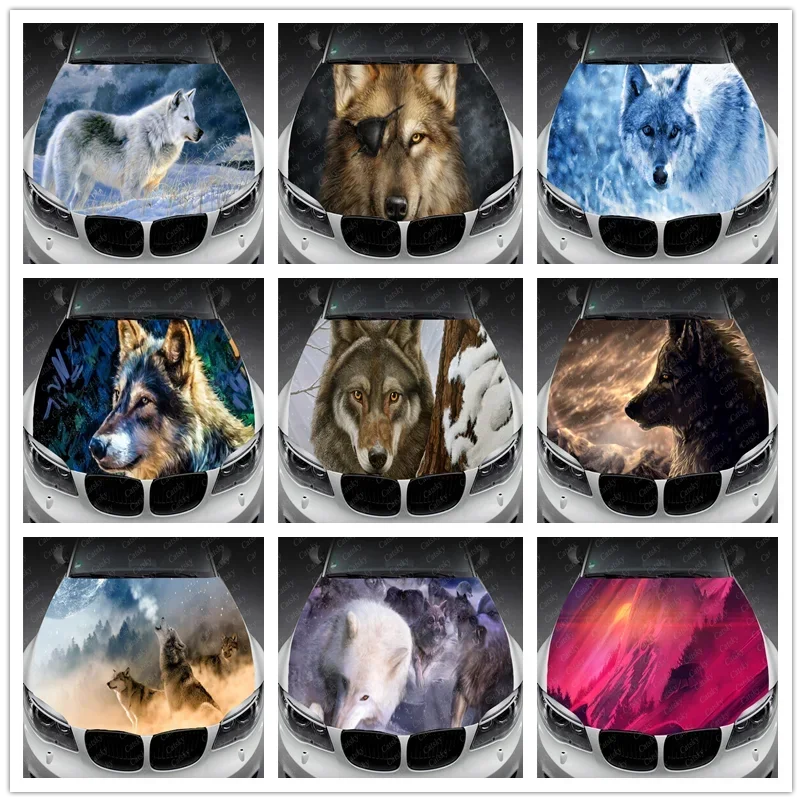 Abstract Animal -  Wolf Car Hood Vinyl Stickers Wrap Vinyl Film Engine Cover Decals Sticker Car Auto Accessories