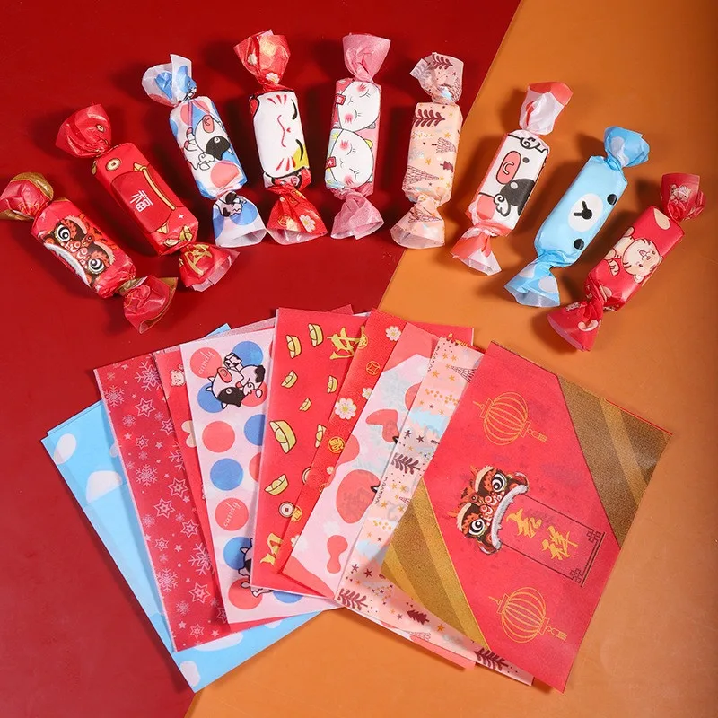 100Pcs Christmas Series Printed Handmade Nougat Candy Packaging Oil Papers Milk Taffy Wrapper Xmas Party Gift Decoration