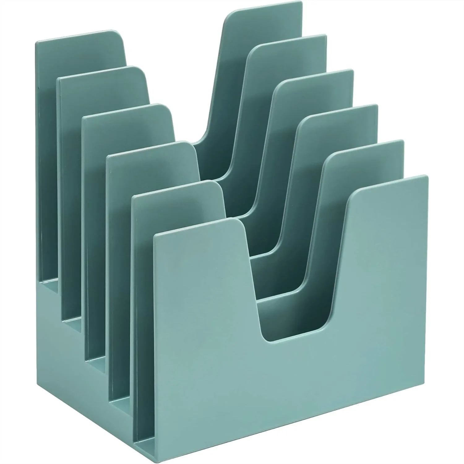 

5 Section Incline File Sorter Organizer, Mail Folder Letter Desk Rack for Office Organization, Durable Plastic Desktop File